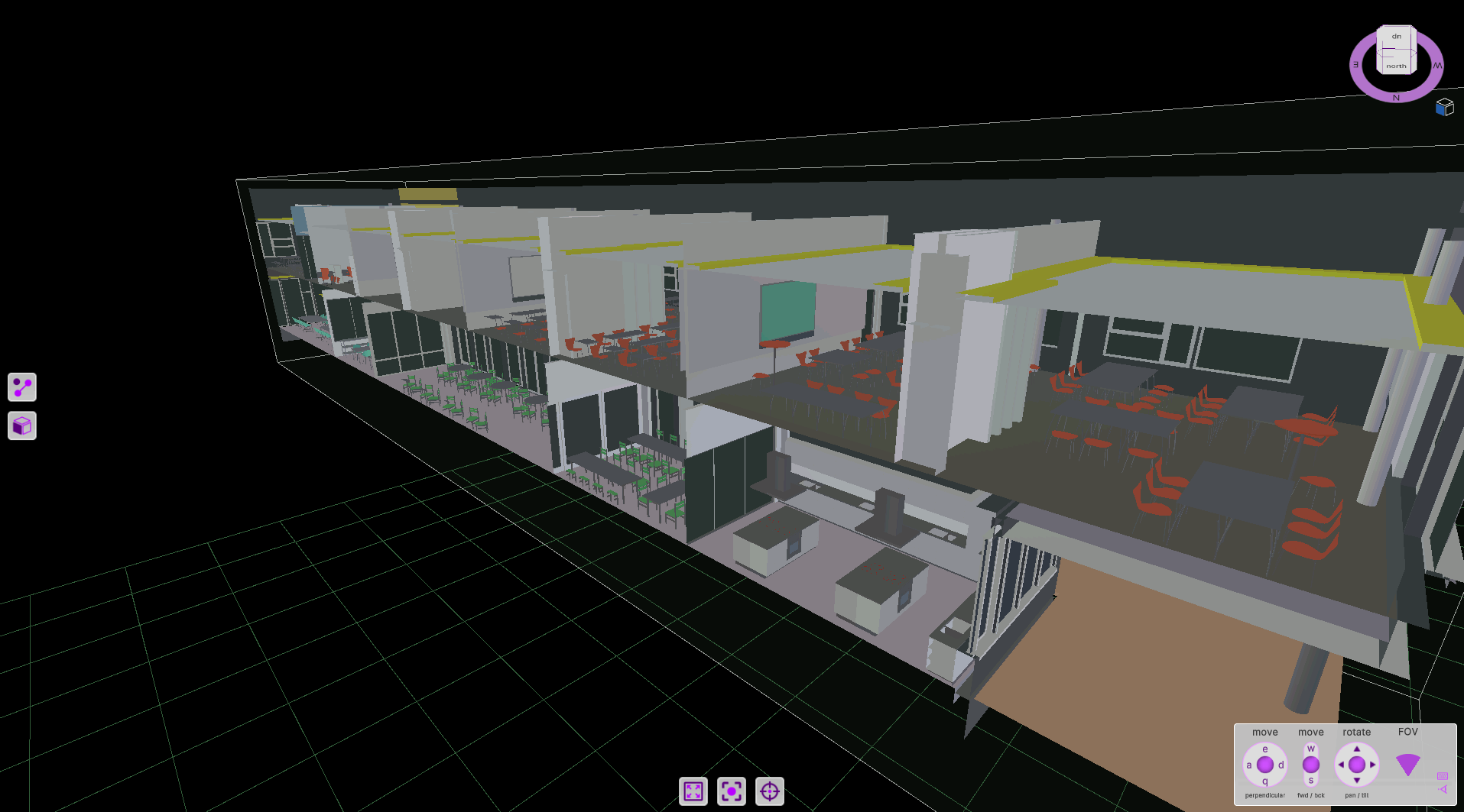 High School BIM model - cross section iso view